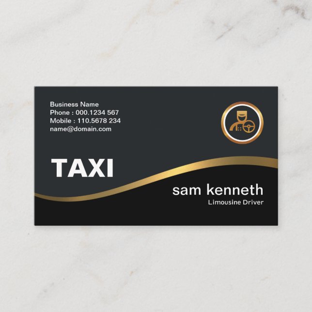 Elegante einfache Imitate Gold Wave Taxi Treiber Visitenkarte (Vorderseite)