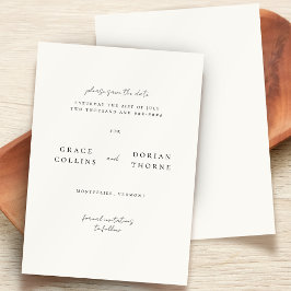 Elegante, einfache, ivorische, neutrale Hochzeit Save The Date