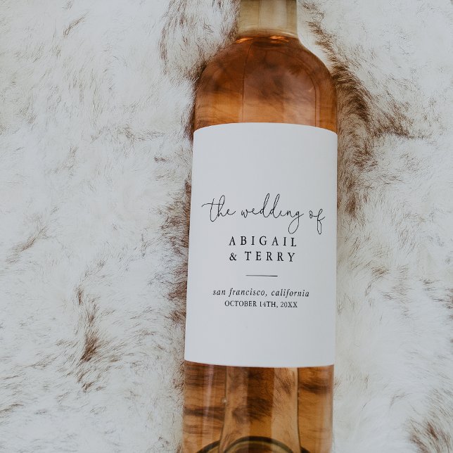 Elegante einfache Kalligrafie Hochzeitweilige Wein Weinetikett (Von Creator hochgeladen)