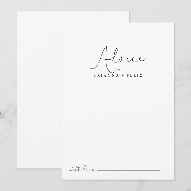 Elegante einfache kalligraphische Hochzeit Hinweiskarte (Vorne/Hinten)