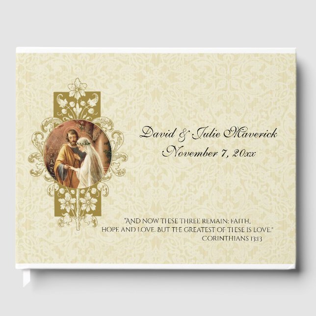 Elegante einfache katholische Hochzeit Traditionel Gästebuch (Vorderseite)