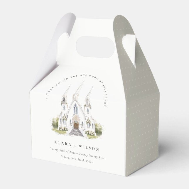 Elegante Einfache katholische Wasserfarbenkirche H Geschenkschachtel (Vorderseite)