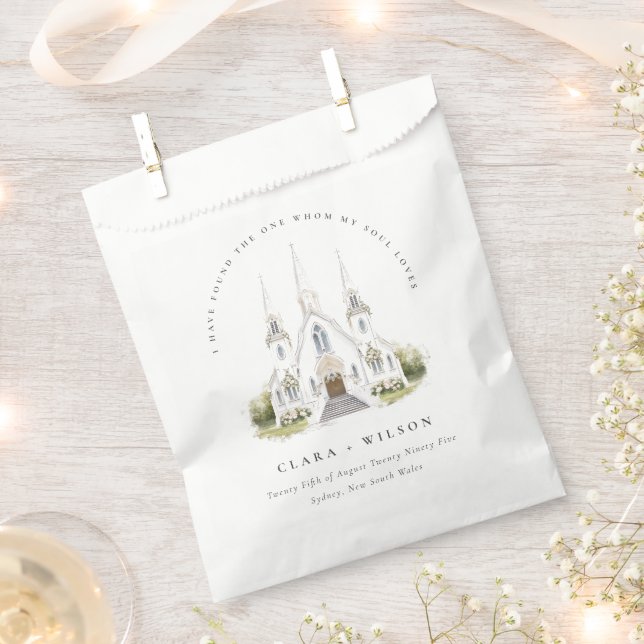 Elegante Einfache katholische Wasserfarbenkirche H Geschenktütchen (Ausgeschnitten)