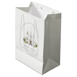 Elegante Einfache katholische Wasserfarbenkirche H Mittlere Geschenktüte