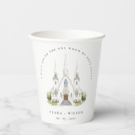 Elegante Einfache katholische Wasserfarbenkirche H Pappbecher