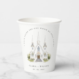 Elegante Einfache katholische Wasserfarbenkirche H Pappbecher
