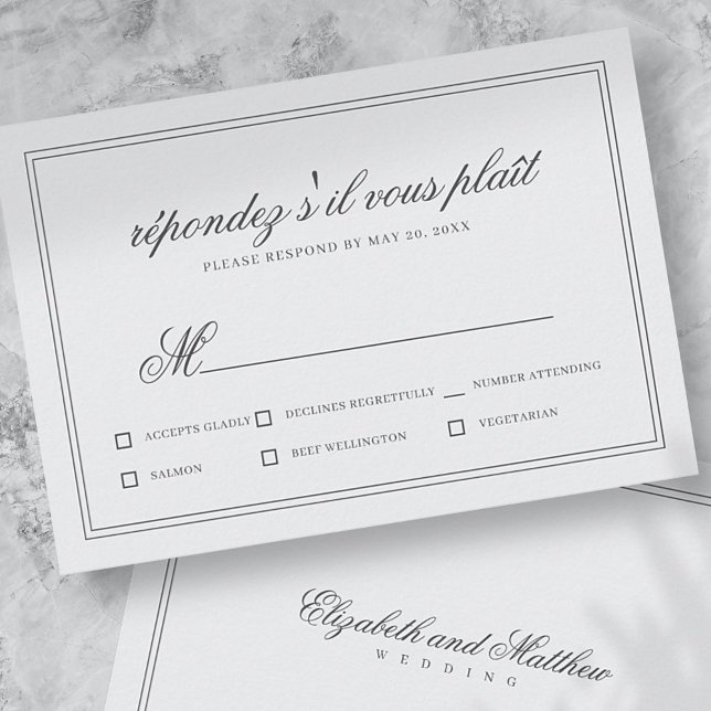 Elegante einfache klassische White Wedding RSVP Karte (Von Creator hochgeladen)