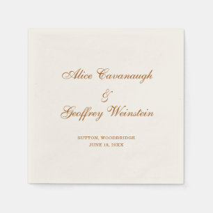 Elegante einfache Kupfer- und Elfenbein-Hochzeit Serviette