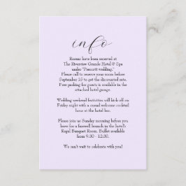 Elegante, einfache lila Hochzeitsinformationen Begleitkarte