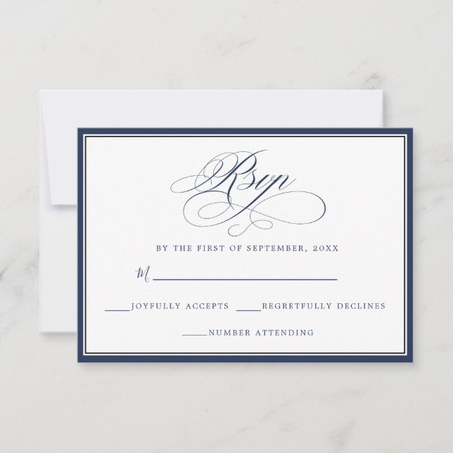 Elegante einfache Marine & White UAWG RSVP Karte (Vorderseite)