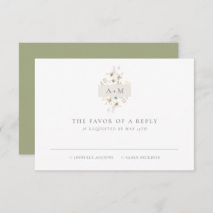 Elegante einfache Minimal Monogram Wedding RSVP Ca