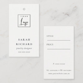 Elegante, einfache Minimal-White-Logo-Preismarke Visitenkarte