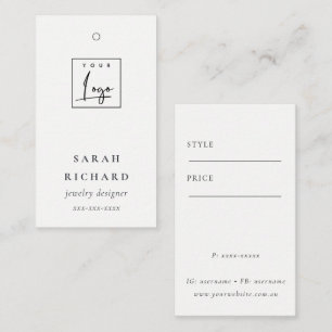 Elegante, einfache Minimal-White-Logo-Preismarke Visitenkarte