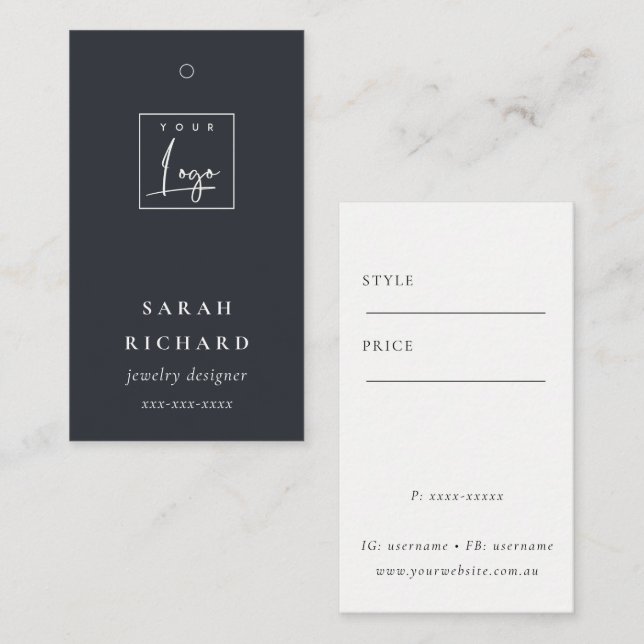 Elegante, einfache minimale Schwarz-weiße Logo-Pre Visitenkarte (Vorne/Hinten)