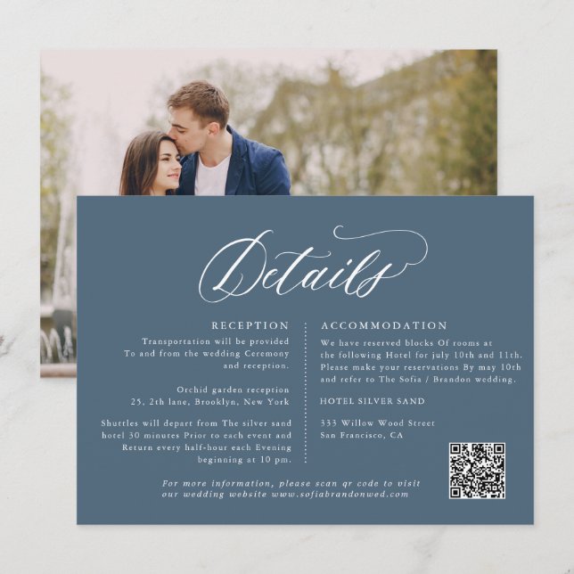 Elegante, einfache Minimalistisch-moderne Hochzeit Begleitkarte (Vorne/Hinten)
