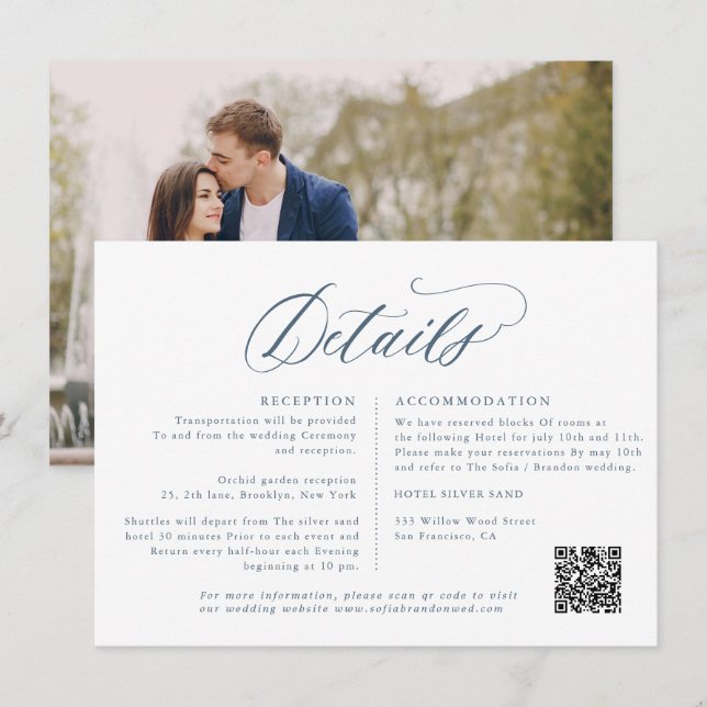 Elegante, einfache Minimalistisch-moderne Hochzeit Begleitkarte (Vorne/Hinten)