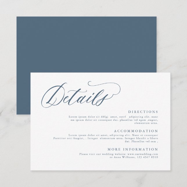 Elegante, einfache Minimalistisch-moderne Hochzeit Begleitkarte (Vorne/Hinten)