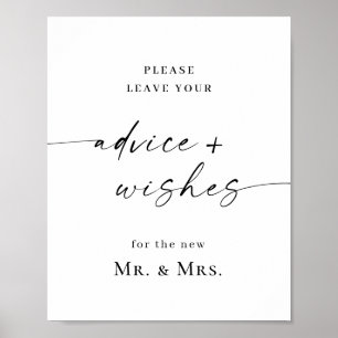 Elegante Einfache Minimalistische Beratung & Wünsc Poster
