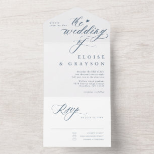 Elegante, einfache Minimalistische Hochzeit All In One Einladung