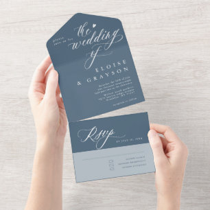 Elegante, einfache Minimalistische Hochzeit All In One Einladung