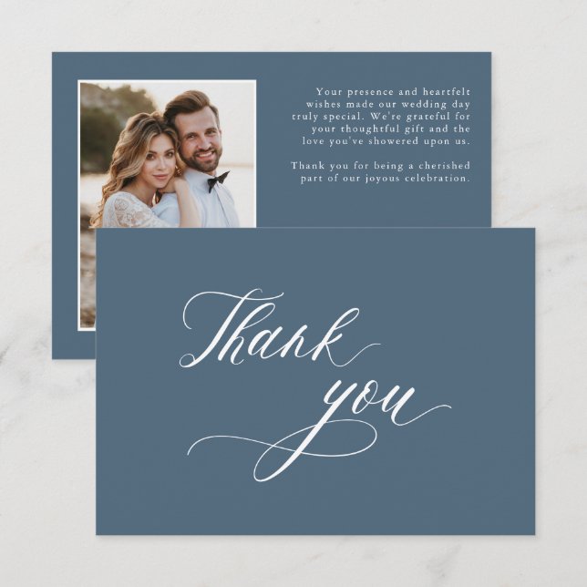 Elegante, einfache Minimalistische Hochzeit Dankeskarte (Vorne/Hinten)