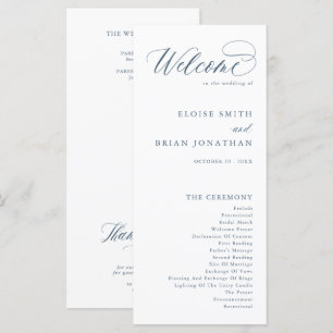 Elegante, einfache Minimalistische Hochzeit Programm