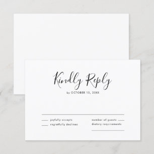 Elegante, einfache Minimalistische Hochzeit RSVP Karte