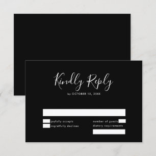 Elegante, einfache Minimalistische Hochzeit RSVP Karte