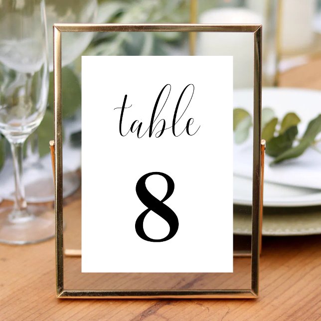 Elegante einfache Minimalistische Hochzeitskarte Tischnummer (Von Creator hochgeladen)