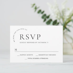 Elegante einfache minimalistische Kalligrafie Schw RSVP Karte