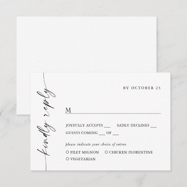 Elegante einfache Minimalistische Kalligraphie RSVP Karte (Vorne/Hinten)