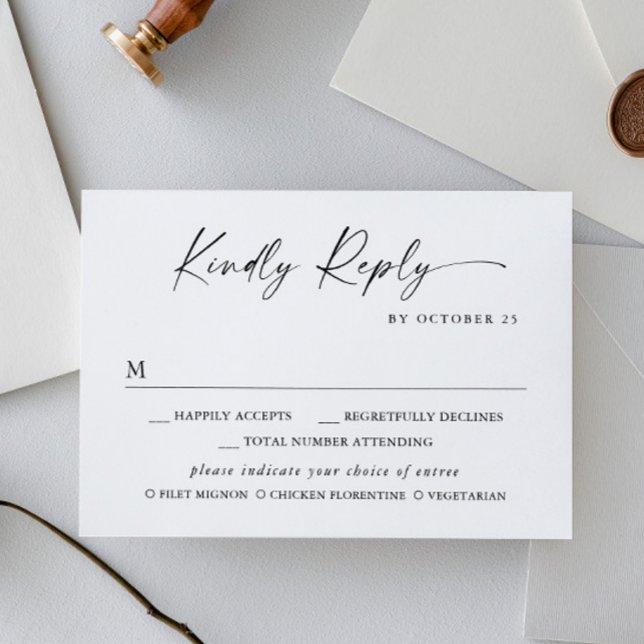 Elegante einfache Minimalistische Kalligraphie RSVP Karte (Von Creator hochgeladen)