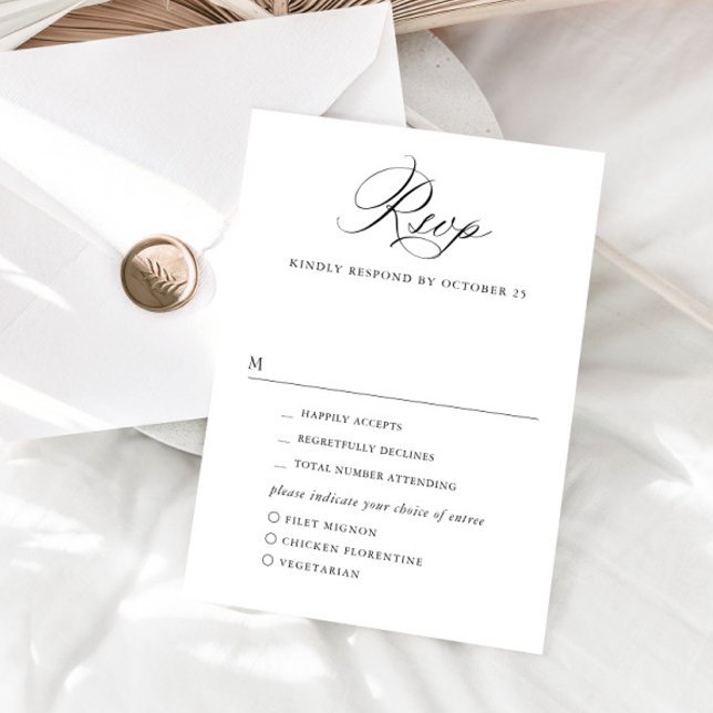 Elegante einfache Minimalistische Kalligraphie RSVP Karte (Von Creator hochgeladen)