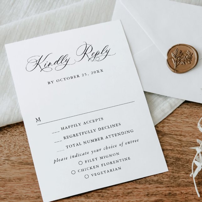 Elegante einfache Minimalistische Kalligraphie RSVP Karte (Von Creator hochgeladen)