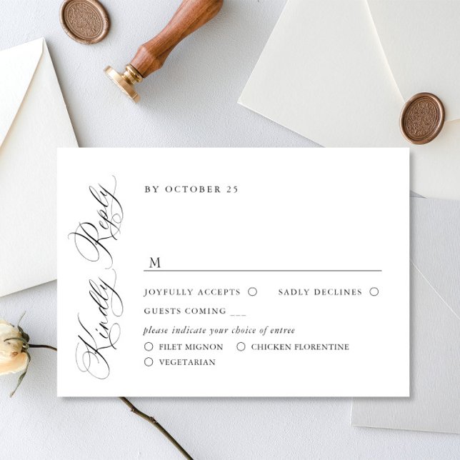 Elegante einfache Minimalistische Kalligraphie RSVP Karte (Von Creator hochgeladen)