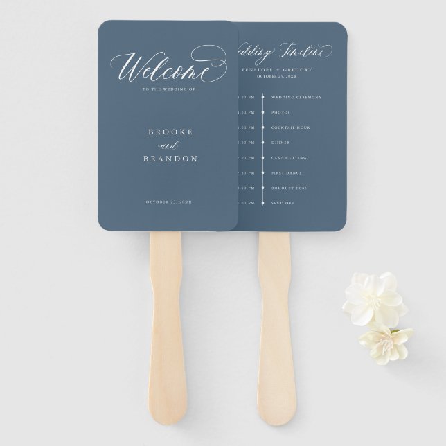 Elegante einfache Minimalistische Moderne Hochzeit Fächer (Vorne und Hinten)