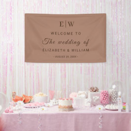 Elegante einfache Mocha-Mousse mit Monogram-Hochze Banner