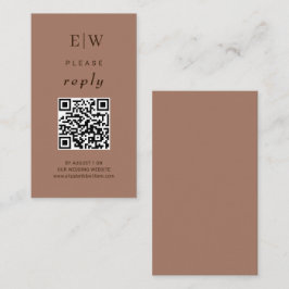 Elegante einfache Mocha-Mousse mit Monogram-Hochze Begleitkarte