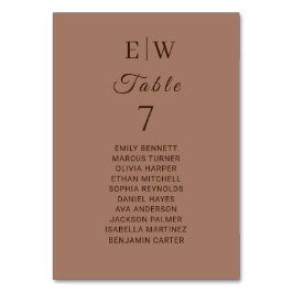 Elegante einfache Mocha-Mousse mit Monogram-Hochze Tischnummer