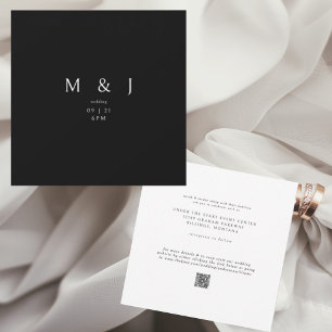 Elegante & einfache moderne B/W-Quadrat-Hochzeit I Einladung