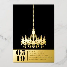 Elegante einfache, moderne Chandelier Gold Wedding Folieneinladung
