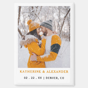 Elegante einfache moderne Foto-Hochzeit Save The D Magnet
