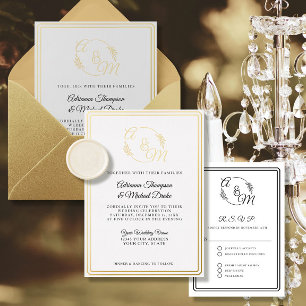 Elegante einfache moderne Goldfolie-Hochzeit Folieneinladung