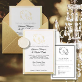 Elegante Einfache moderne Goldmedaille Hochzeit Folieneinladung