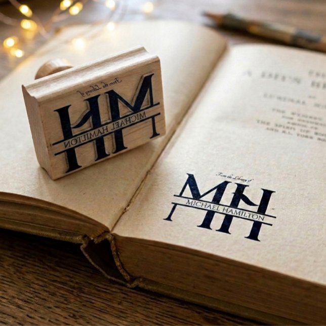 Elegante einfache moderne Monogramm-Initialen Name Gummistempel (Von Creator hochgeladen)