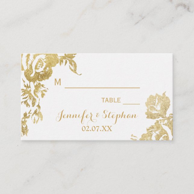 Elegante Einfache moderne Rose Hochzeit der Blumen Platzkarte (Vorderseite)
