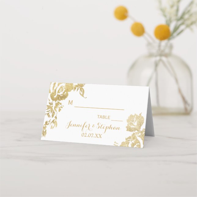 Elegante Einfache moderne Rose Hochzeit der Blumen Platzkarte (Vorderseite)
