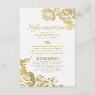 Elegante einfache moderne Rosen-Blumengoldhochzeit Begleitkarte
