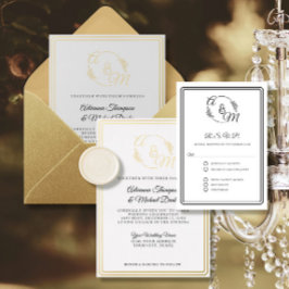 Elegante einfache moderne Schwarz-Weiß-Hochzeit RSVP Karte