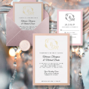Elegante einfache moderne staubige rosa Goldfolie Folieneinladung